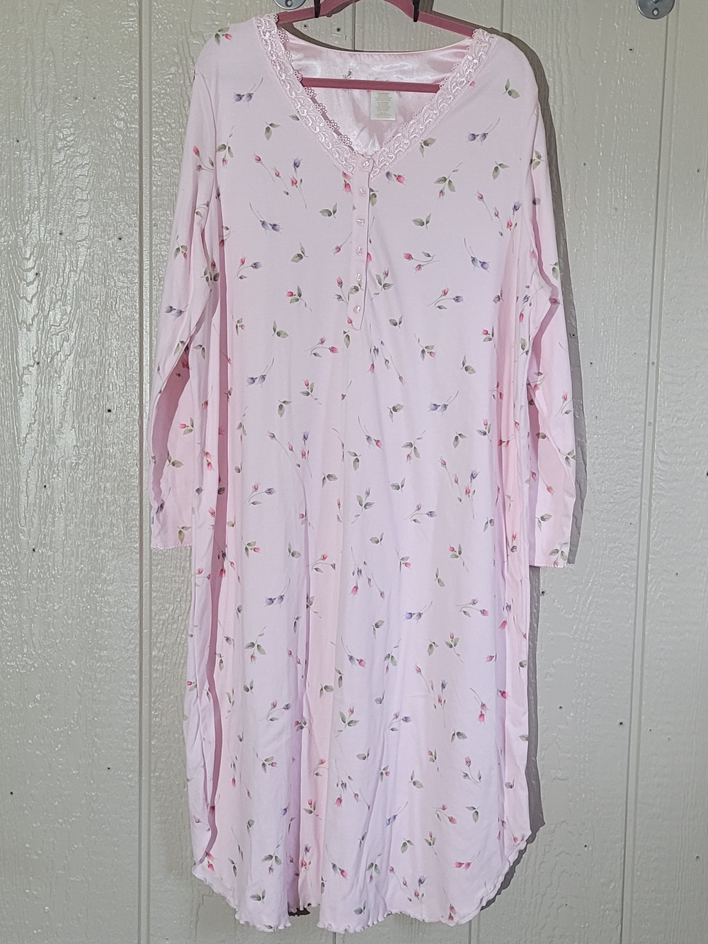 Secret Treasures Pink Floral Lace-Trim Nightgown